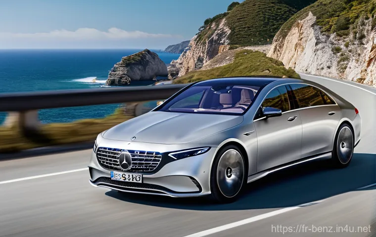 벤츠 EQS의 공기역학 설계 - **Prompt 1: The One Bow Silhouette in Motion**
    "A sleek, futuristic Mercedes-Benz EQS sedan, ren...