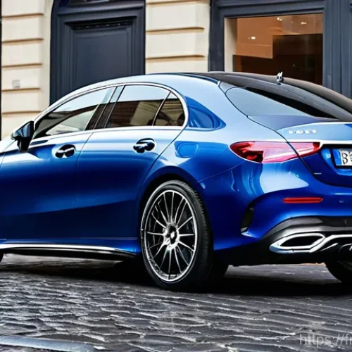 벤츠 A클래스 해치백 장단점 - **"L'Étoile Scintillante" - Dynamic Exterior in a Parisian Setting**
    "A sleek and sporty Mercede...