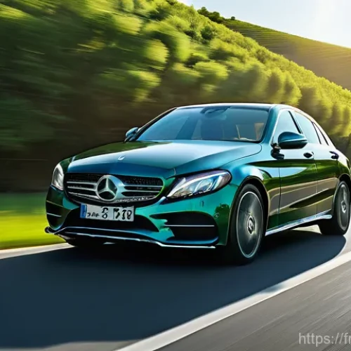 벤츠 C클래스 디젤과 가솔린 모델 선택 - **Dynamic Petrol Experience on Winding French Roads:**
    A vibrant, sun-drenched image of a sleek,...
