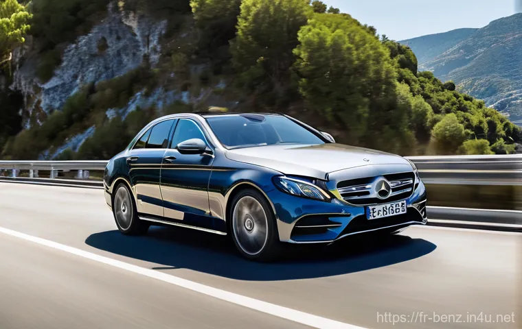벤츠 C클래스 디젤과 가솔린 모델 선택 - **Dynamic Petrol Experience on Winding French Roads:**
    A vibrant, sun-drenched image of a sleek,...
