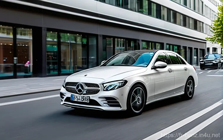 벤츠 C클래스 디젤과 가솔린 모델 선택 - **Effortless Diesel Grand Tour on a French Autoroute:**
    A serene, panoramic shot of a sophistica...