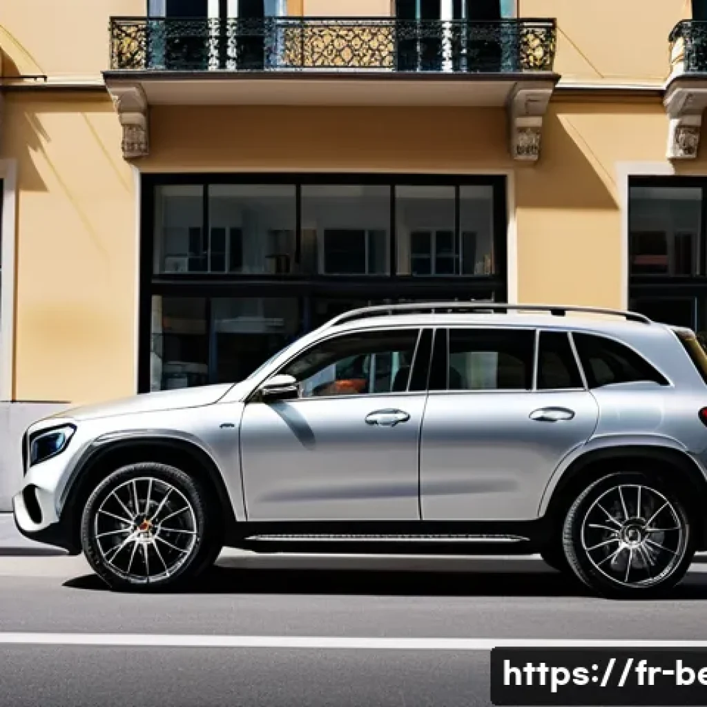 벤츠 GLB의 경제성 평가 - A sleek Mercedes GLB SUV parked on a modern European urban street during daytime, surrounded by typi...