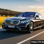 벤츠 S클래스의 자율주행 레벨 - A sleek, modern Mercedes-Benz S-Class driving autonomously on a multi-lane French highway at dusk, e...