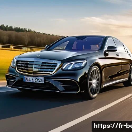 벤츠 S클래스의 자율주행 레벨 - A sleek, modern Mercedes-Benz S-Class driving autonomously on a multi-lane French highway at dusk, e...