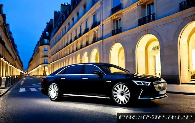 벤츠 S클래스의 최신 트렌드 - Photorealistic luxury flagship sedan inspired by the latest European executive-car trends, parked be...